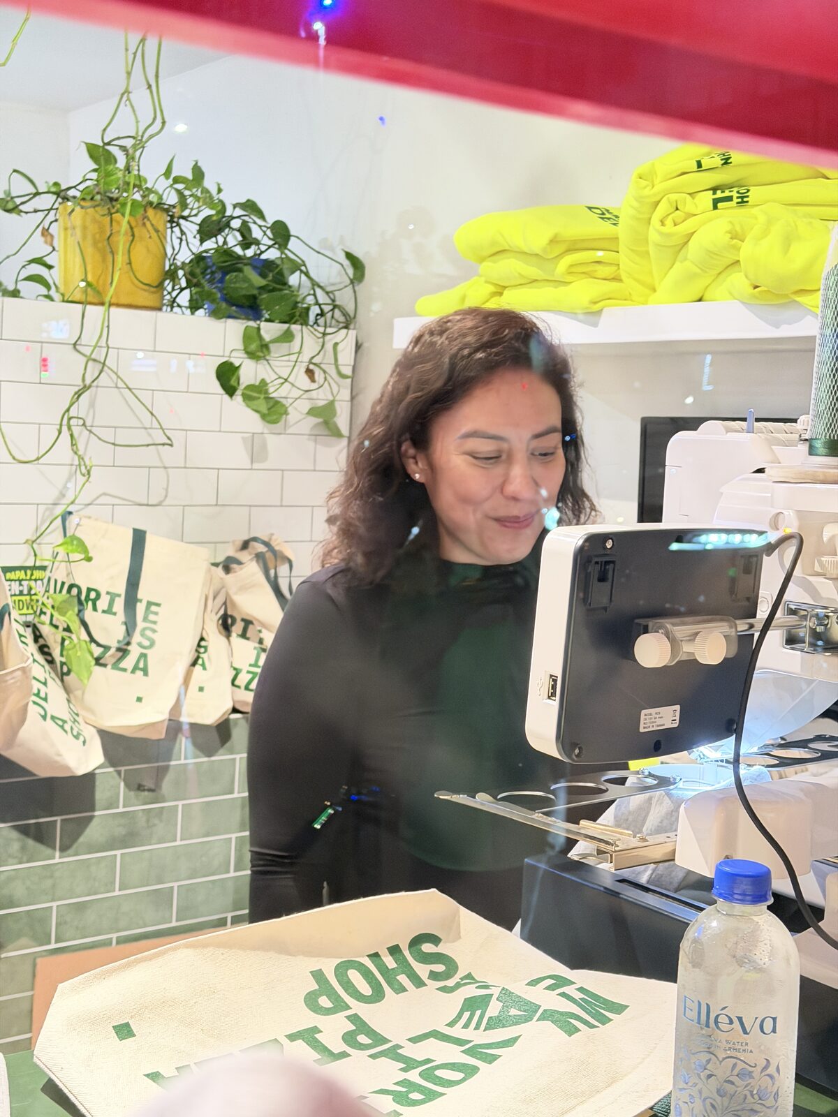Live tote bag printing station at an activation